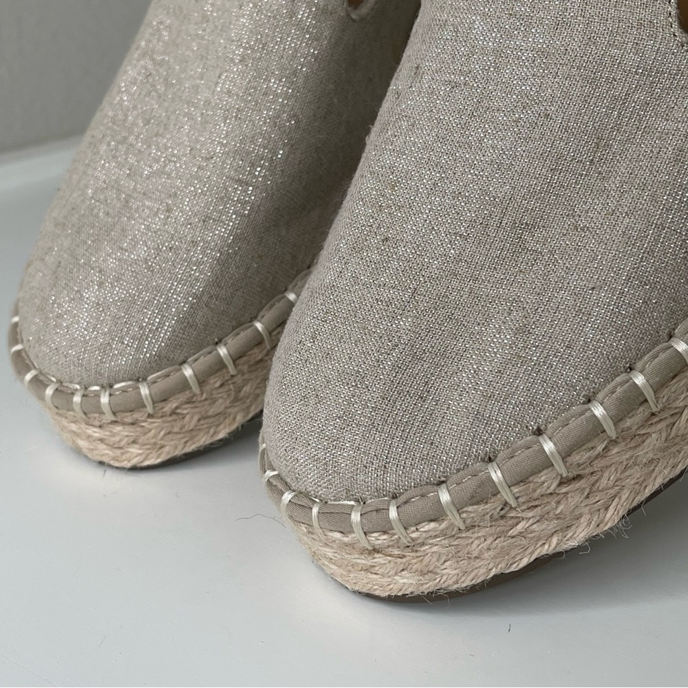 Joie Cara Linen Platform Espadrilles bohemian metallic shimmer boho slip on shoe - Picture 10 of 14